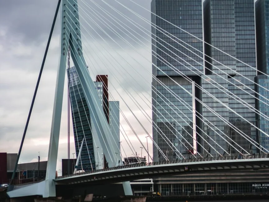 De Erasmusbrug en de skyline van Rotterdam